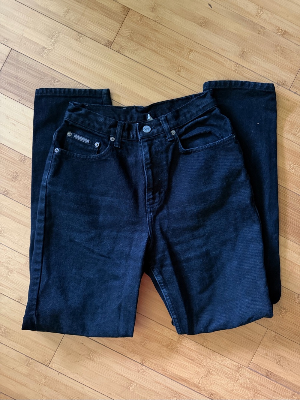 Vintage Calvin Klein Jeans High Rise Mom Jeans Black Straight Leg Women's 6